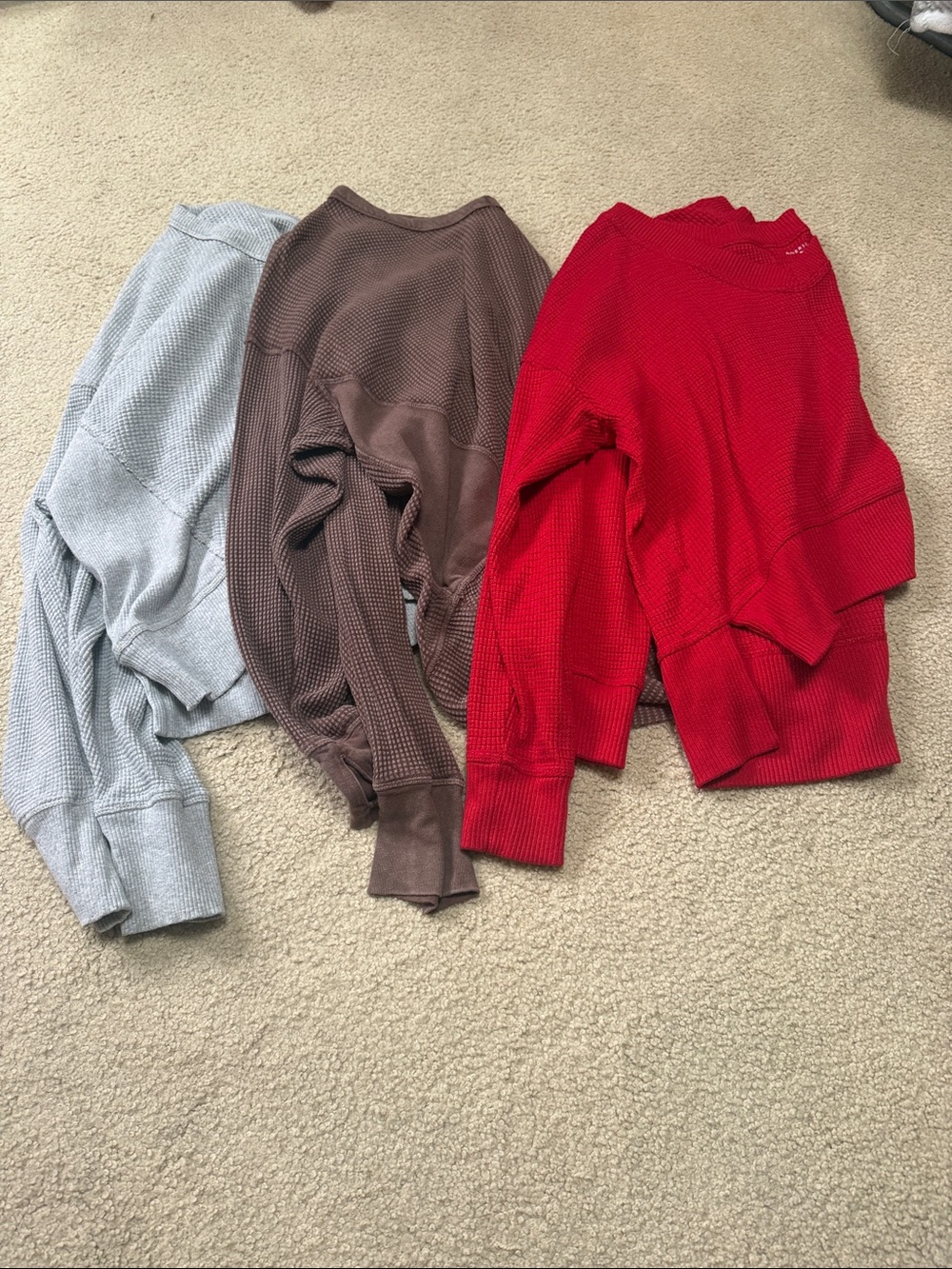 Women’s Waffle-Knit Crewneck Sweater - Red